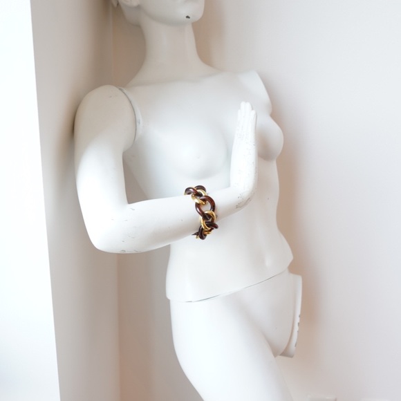 KENNETH JAY LANE Chain Link Bracelet - Gold & Brown Tortoise - Picture 8 of 9